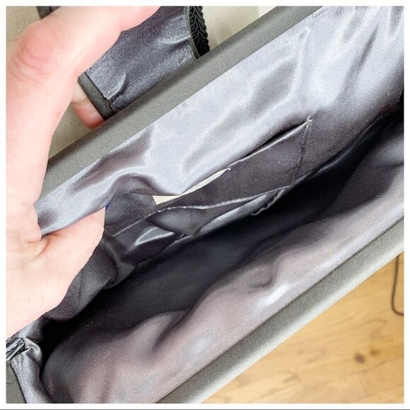 Taleen Framed Gray Metallic Clutch Dot Accent - Picture 8 of 10